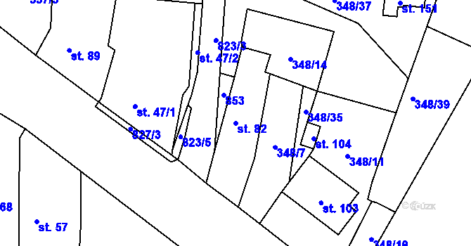Parcela st. 82 v KÚ Pištín, Katastrální mapa