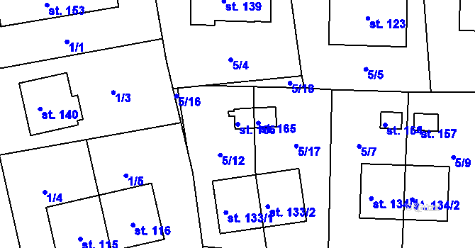 Parcela st. 166 v KÚ Pištín, Katastrální mapa