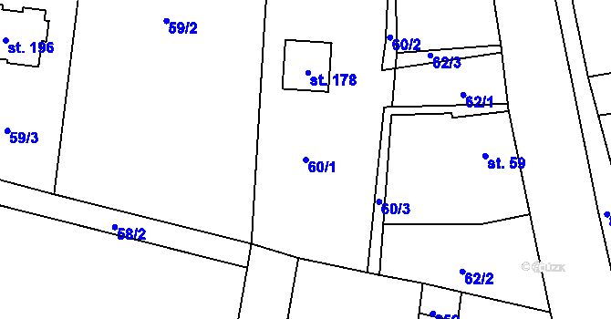 Parcela st. 60/1 v KÚ Pištín, Katastrální mapa