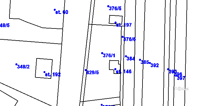 Parcela st. 376/1 v KÚ Pištín, Katastrální mapa