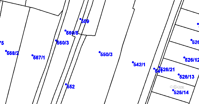 Parcela st. 550/3 v KÚ Pištín, Katastrální mapa