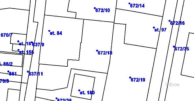 Parcela st. 672/18 v KÚ Pištín, Katastrální mapa