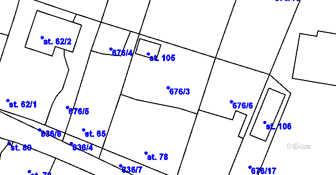 Parcela st. 676/3 v KÚ Pištín, Katastrální mapa