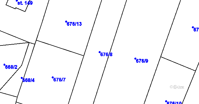Parcela st. 676/8 v KÚ Pištín, Katastrální mapa