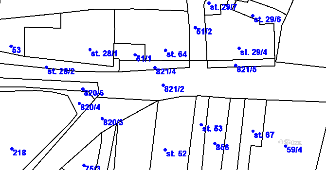 Parcela st. 821/2 v KÚ Pištín, Katastrální mapa