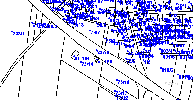 Parcela st. 827/1 v KÚ Pištín, Katastrální mapa
