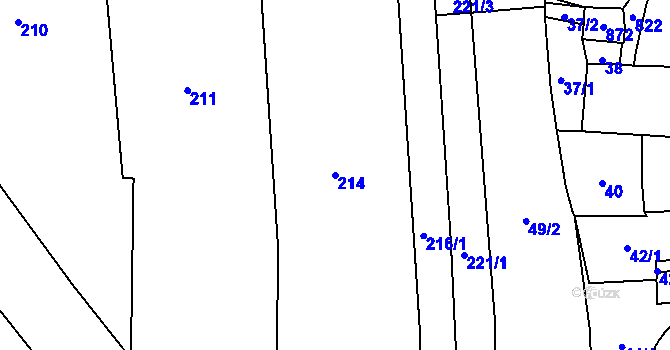 Parcela st. 214 v KÚ Pištín, Katastrální mapa