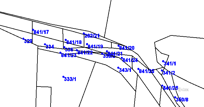 Parcela st. 338/2 v KÚ Pištín, Katastrální mapa