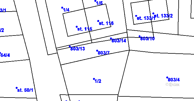 Parcela st. 803/7 v KÚ Pištín, Katastrální mapa