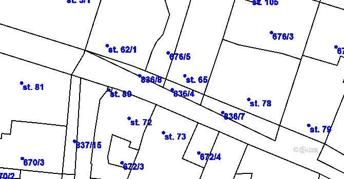 Parcela st. 836/4 v KÚ Pištín, Katastrální mapa