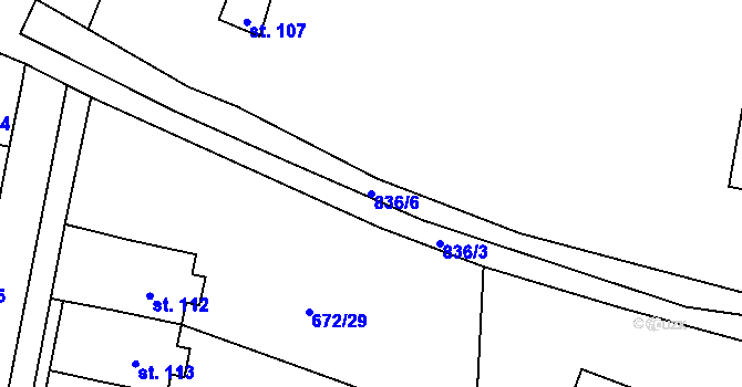 Parcela st. 836/6 v KÚ Pištín, Katastrální mapa