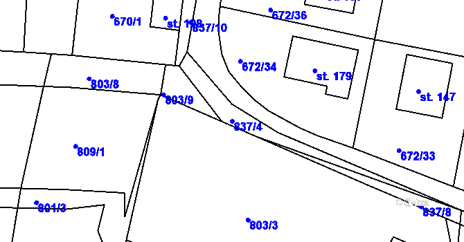 Parcela st. 837/4 v KÚ Pištín, Katastrální mapa