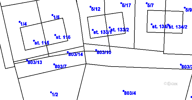 Parcela st. 803/10 v KÚ Pištín, Katastrální mapa