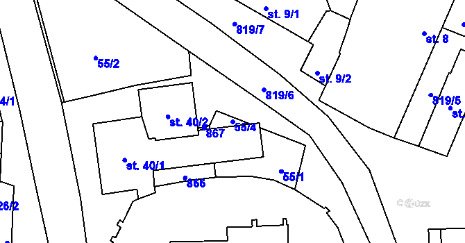 Parcela st. 55/4 v KÚ Pištín, Katastrální mapa