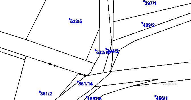 Parcela st. 532/10 v KÚ Pištín, Katastrální mapa