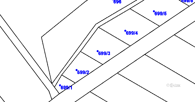 Parcela st. 699/3 v KÚ Hostětín, Katastrální mapa