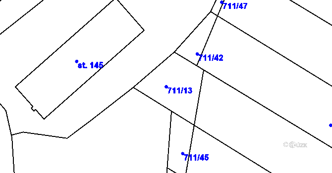 Parcela st. 711/13 v KÚ Hostětín, Katastrální mapa