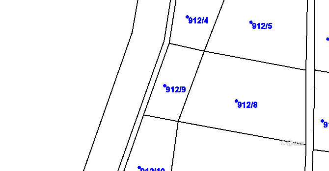Parcela st. 912/9 v KÚ Hostětín, Katastrální mapa