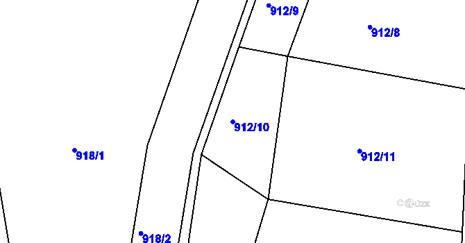 Parcela st. 912/10 v KÚ Hostětín, Katastrální mapa