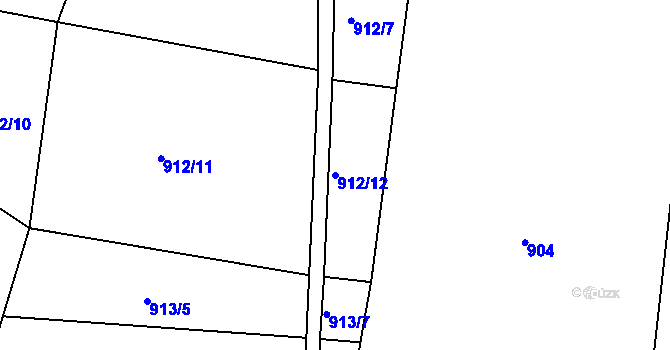 Parcela st. 912/12 v KÚ Hostětín, Katastrální mapa
