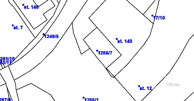 Parcela st. 1266/7 v KÚ Hostětín, Katastrální mapa