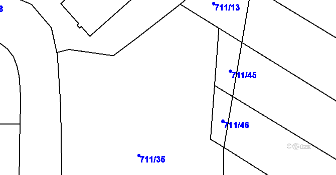 Parcela st. 711/38 v KÚ Hostětín, Katastrální mapa