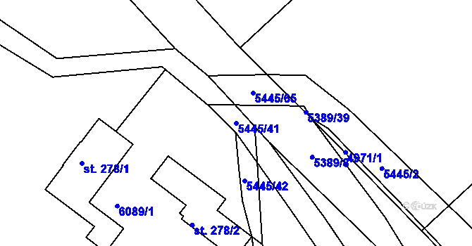 Parcela st. 5445/41 v KÚ Pitín, Katastrální mapa
