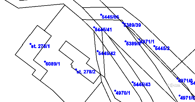 Parcela st. 5445/42 v KÚ Pitín, Katastrální mapa