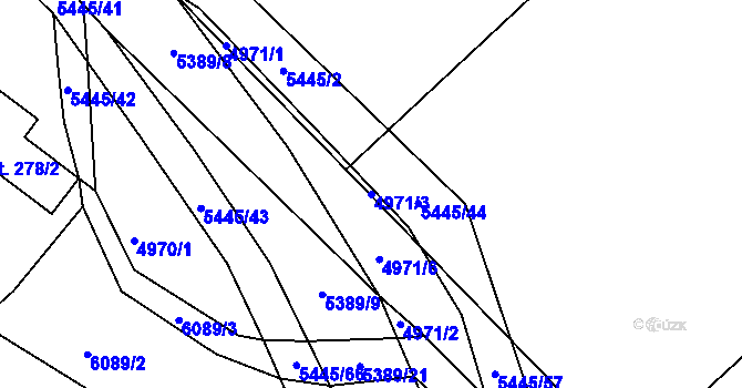 Parcela st. 4971/3 v KÚ Pitín, Katastrální mapa