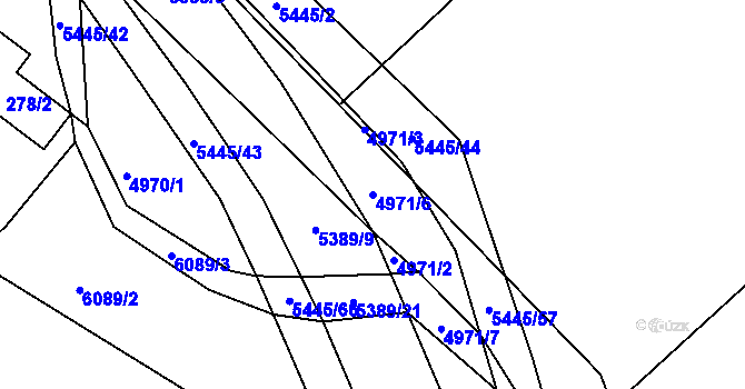Parcela st. 4971/6 v KÚ Pitín, Katastrální mapa