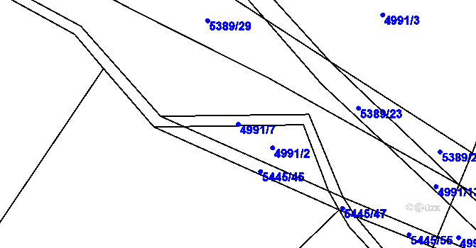 Parcela st. 4991/7 v KÚ Pitín, Katastrální mapa