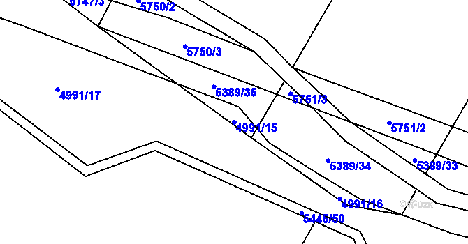 Parcela st. 4991/15 v KÚ Pitín, Katastrální mapa
