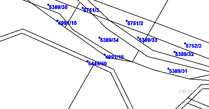 Parcela st. 4991/16 v KÚ Pitín, Katastrální mapa