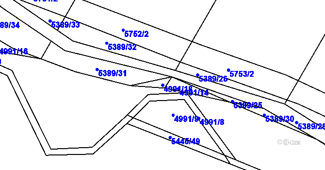 Parcela st. 4991/18 v KÚ Pitín, Katastrální mapa
