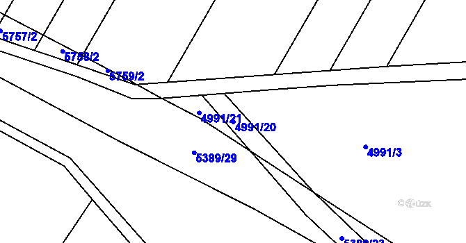 Parcela st. 4991/20 v KÚ Pitín, Katastrální mapa