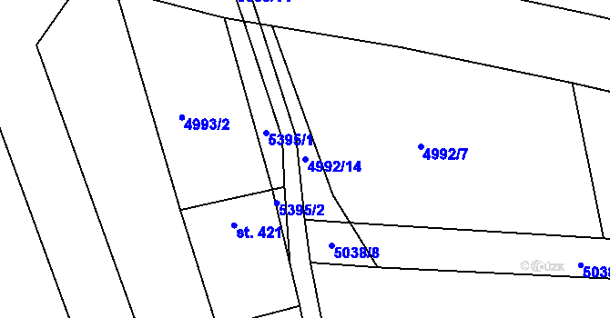 Parcela st. 4992/14 v KÚ Pitín, Katastrální mapa