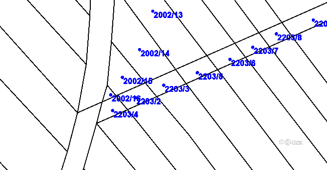 Parcela st. 2203/3 v KÚ Pitín, Katastrální mapa