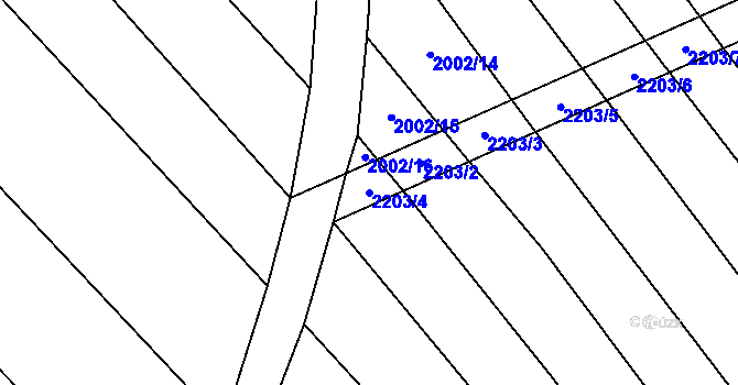 Parcela st. 2203/4 v KÚ Pitín, Katastrální mapa