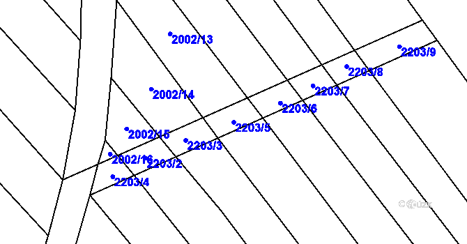 Parcela st. 2203/5 v KÚ Pitín, Katastrální mapa