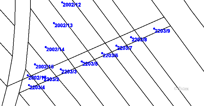 Parcela st. 2203/6 v KÚ Pitín, Katastrální mapa