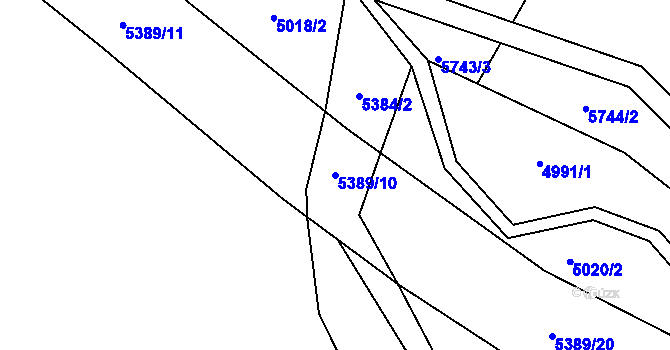 Parcela st. 5389/10 v KÚ Pitín, Katastrální mapa
