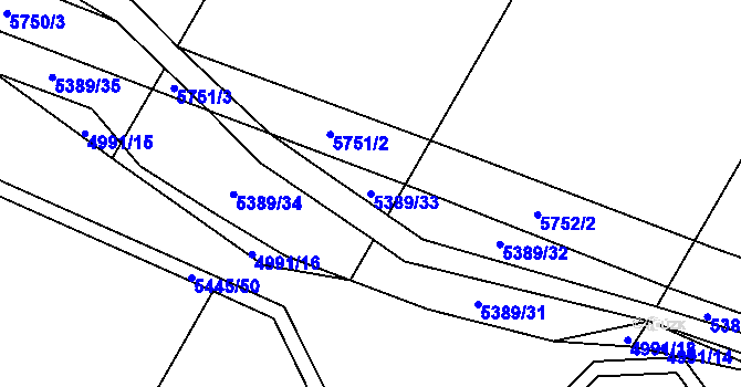 Parcela st. 5389/33 v KÚ Pitín, Katastrální mapa