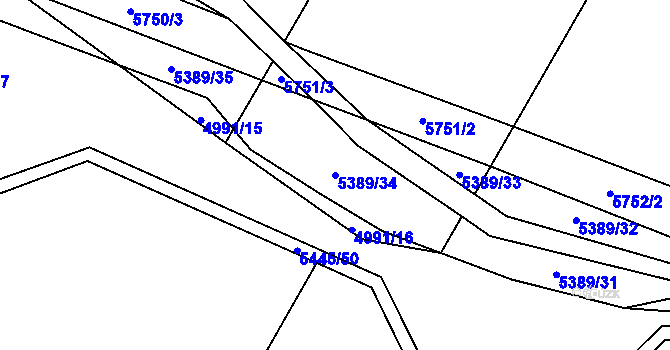 Parcela st. 5389/34 v KÚ Pitín, Katastrální mapa