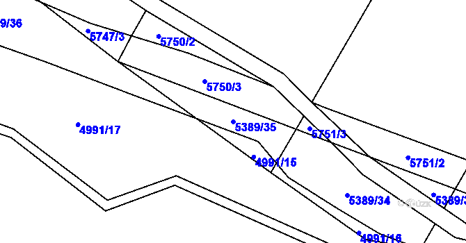 Parcela st. 5389/35 v KÚ Pitín, Katastrální mapa