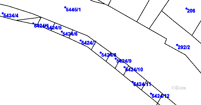 Parcela st. 5424/8 v KÚ Pitín, Katastrální mapa