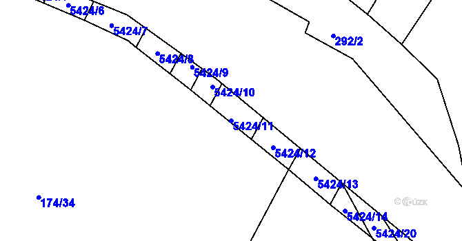 Parcela st. 5424/11 v KÚ Pitín, Katastrální mapa
