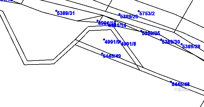 Parcela st. 5445/49 v KÚ Pitín, Katastrální mapa