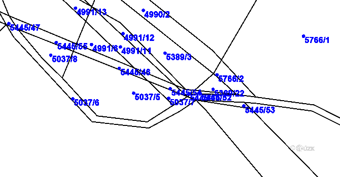Parcela st. 5445/54 v KÚ Pitín, Katastrální mapa