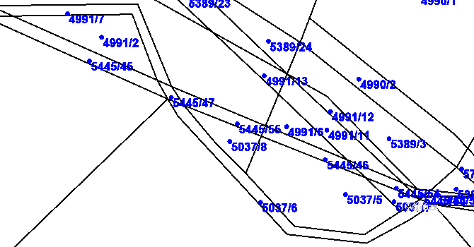 Parcela st. 5445/55 v KÚ Pitín, Katastrální mapa