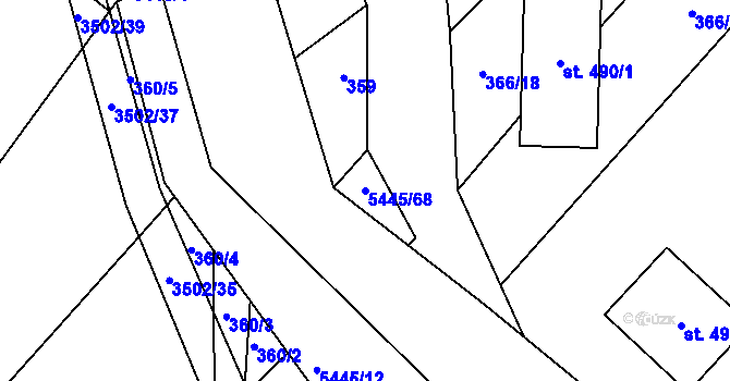 Parcela st. 5445/68 v KÚ Pitín, Katastrální mapa